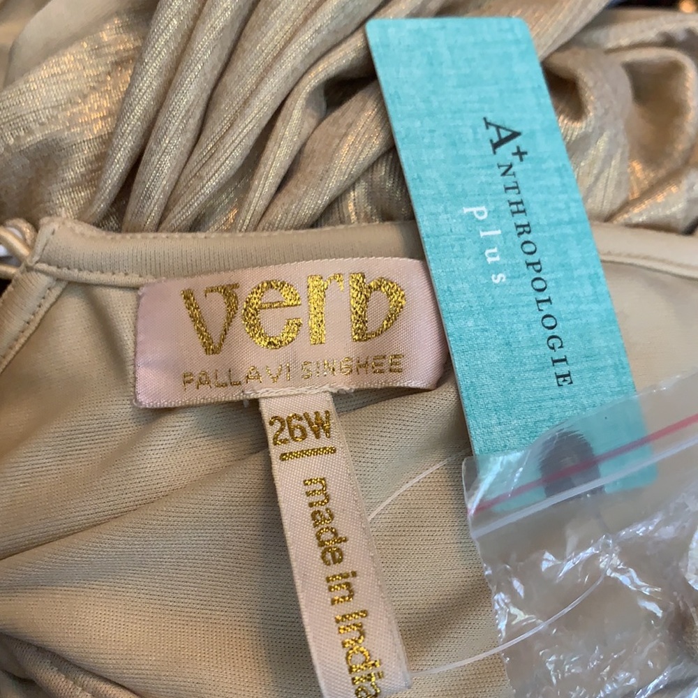 Anthropologie Gold Pleated Dress - Picture 4 of 6